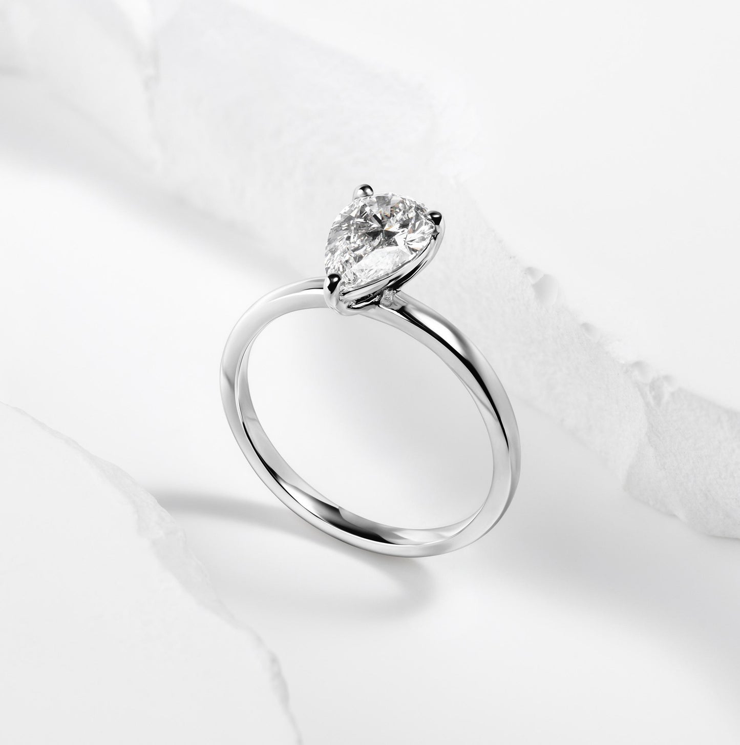 Platinum Pear Diamond Solitaire Ring