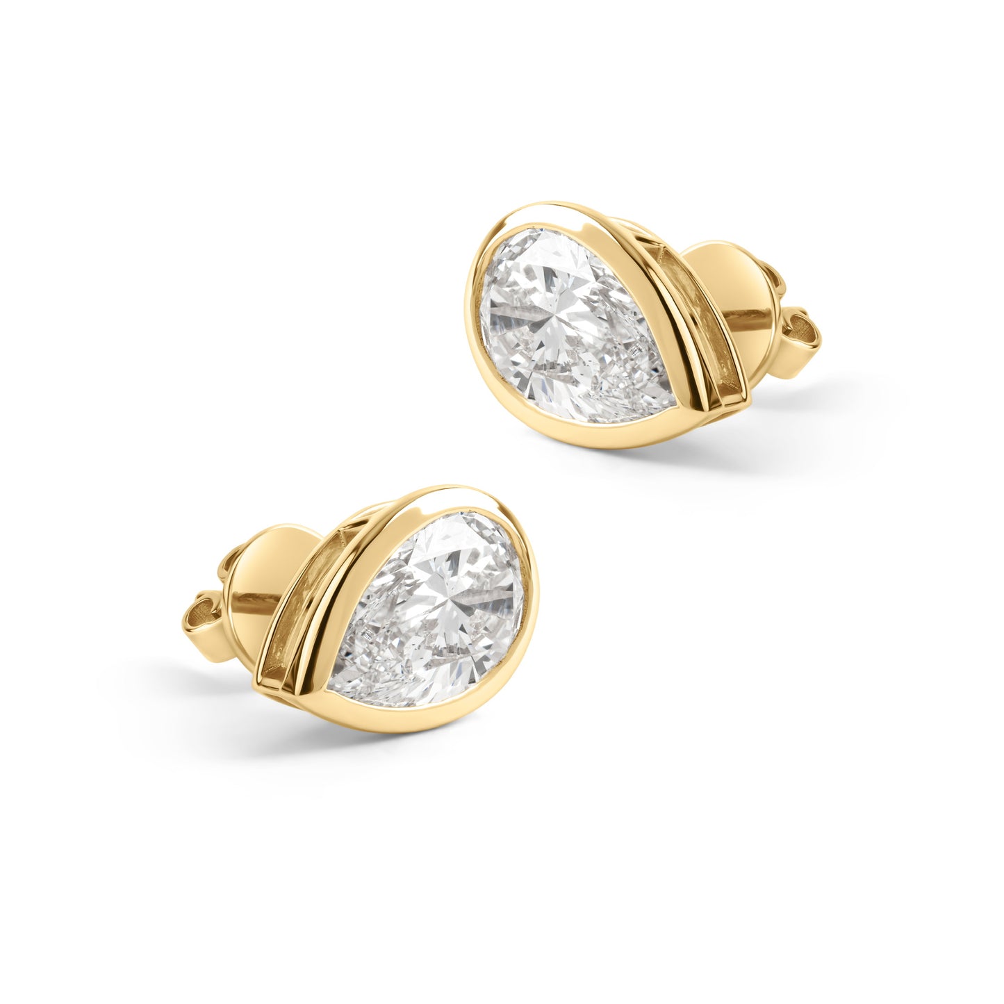 Bezel Set Pear Stud Earrings