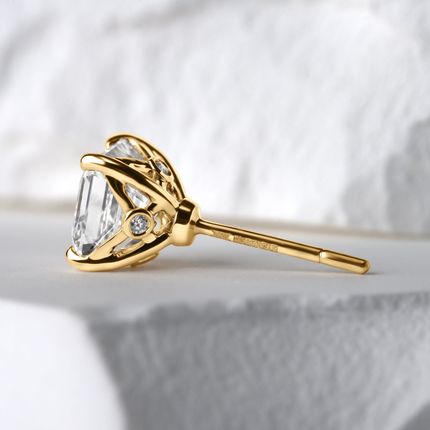 Asscher cut diamond studs