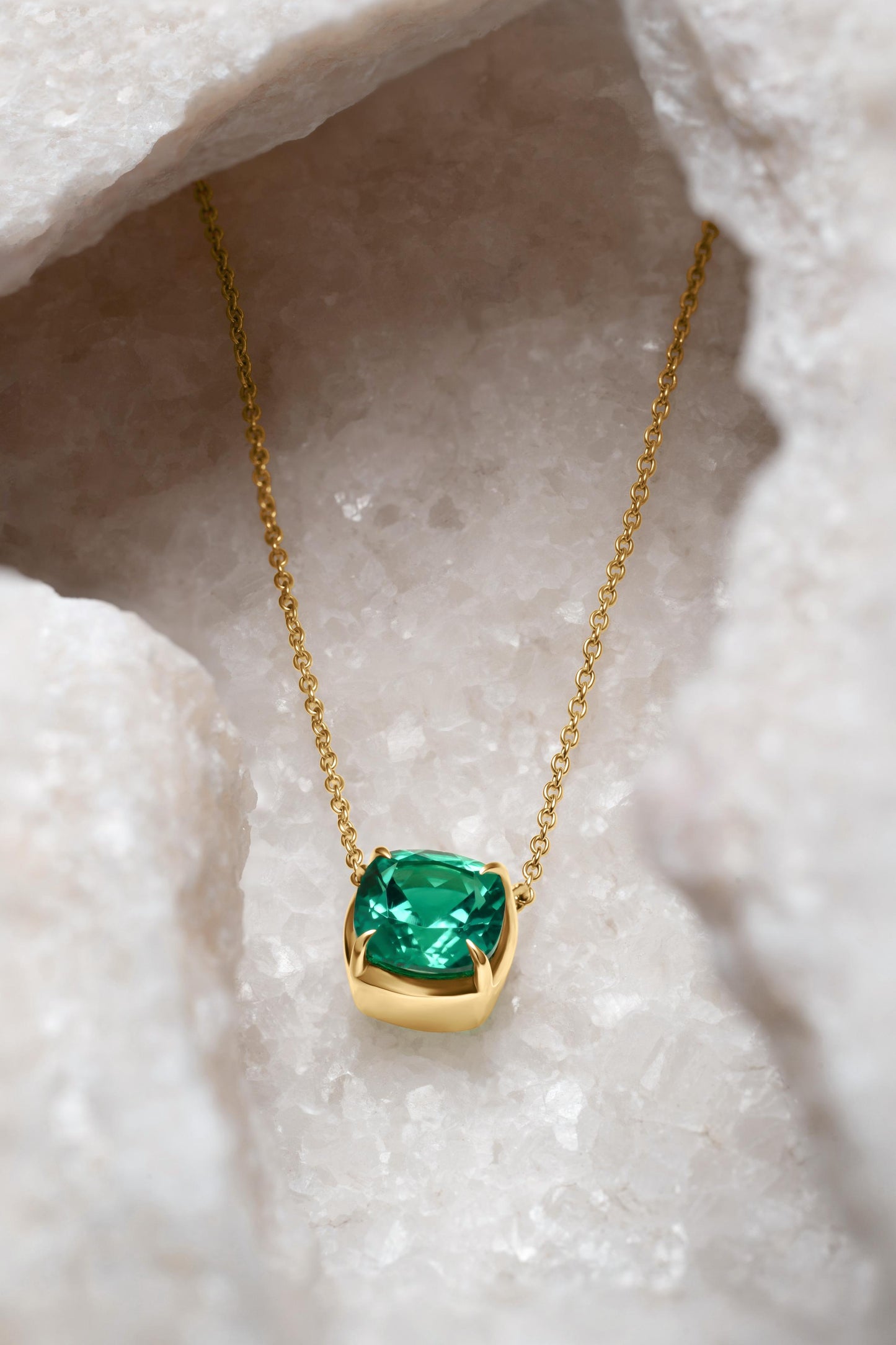 Emerald Cushion Pendant