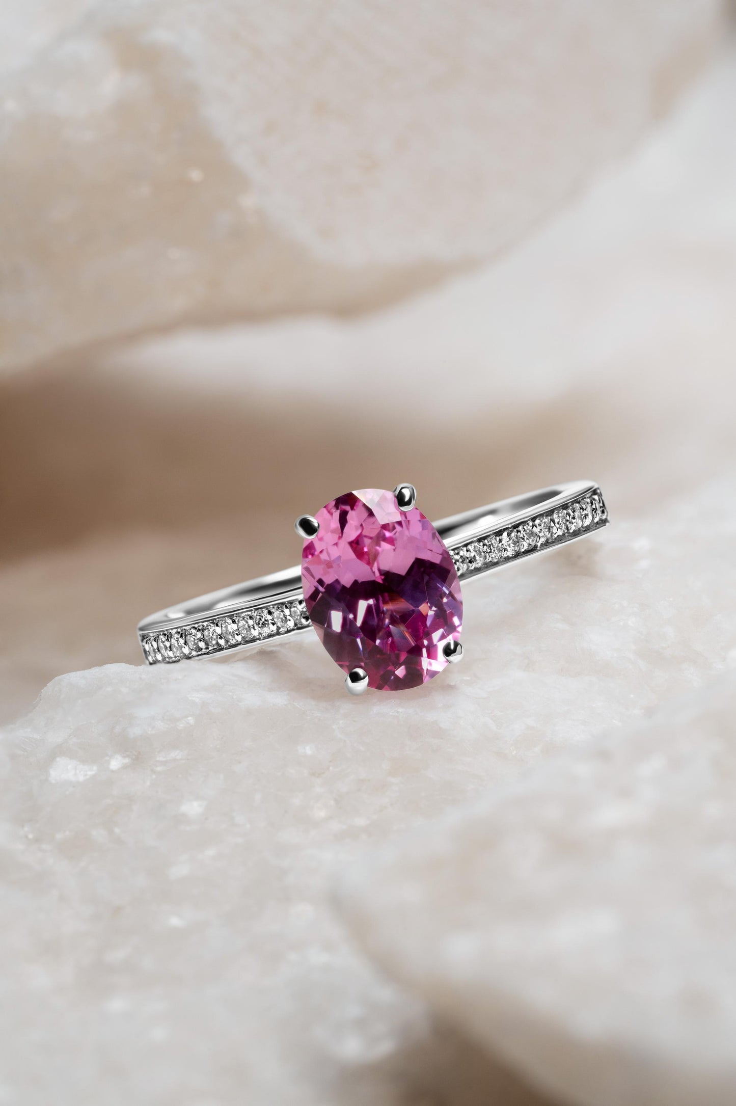 Pink Oval Sapphire Ring
