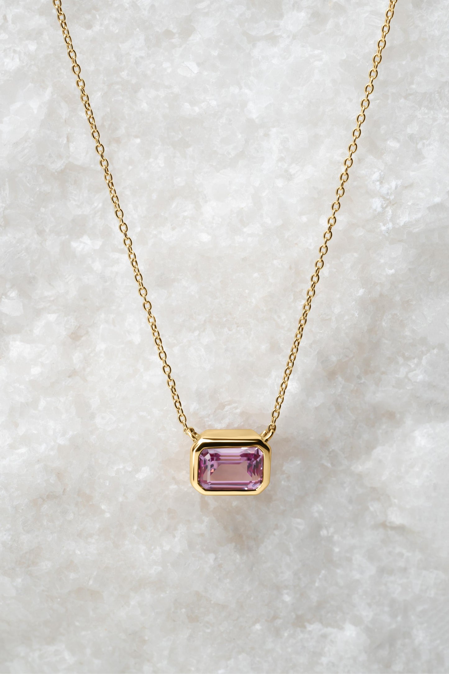 Pink Sapphire Emerald Cut Pendant