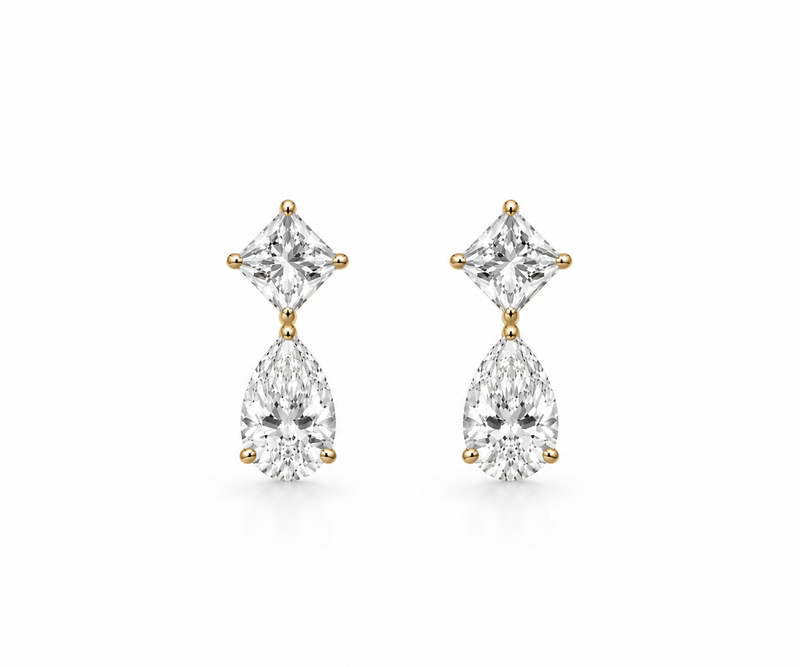 Princess and Pear Drop Earrings