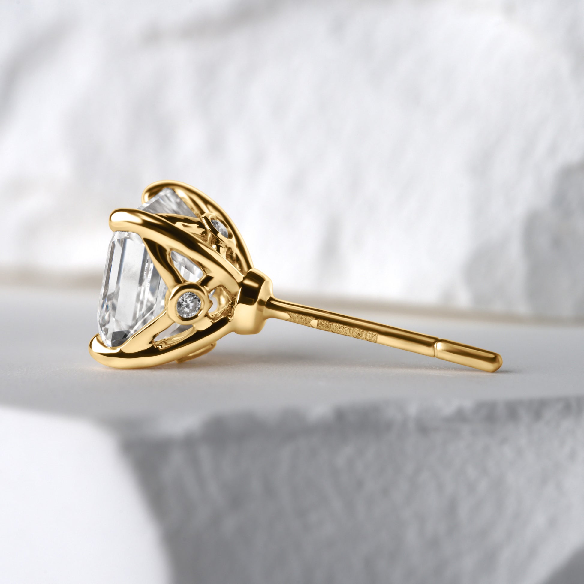 Asscher cut diamond studs