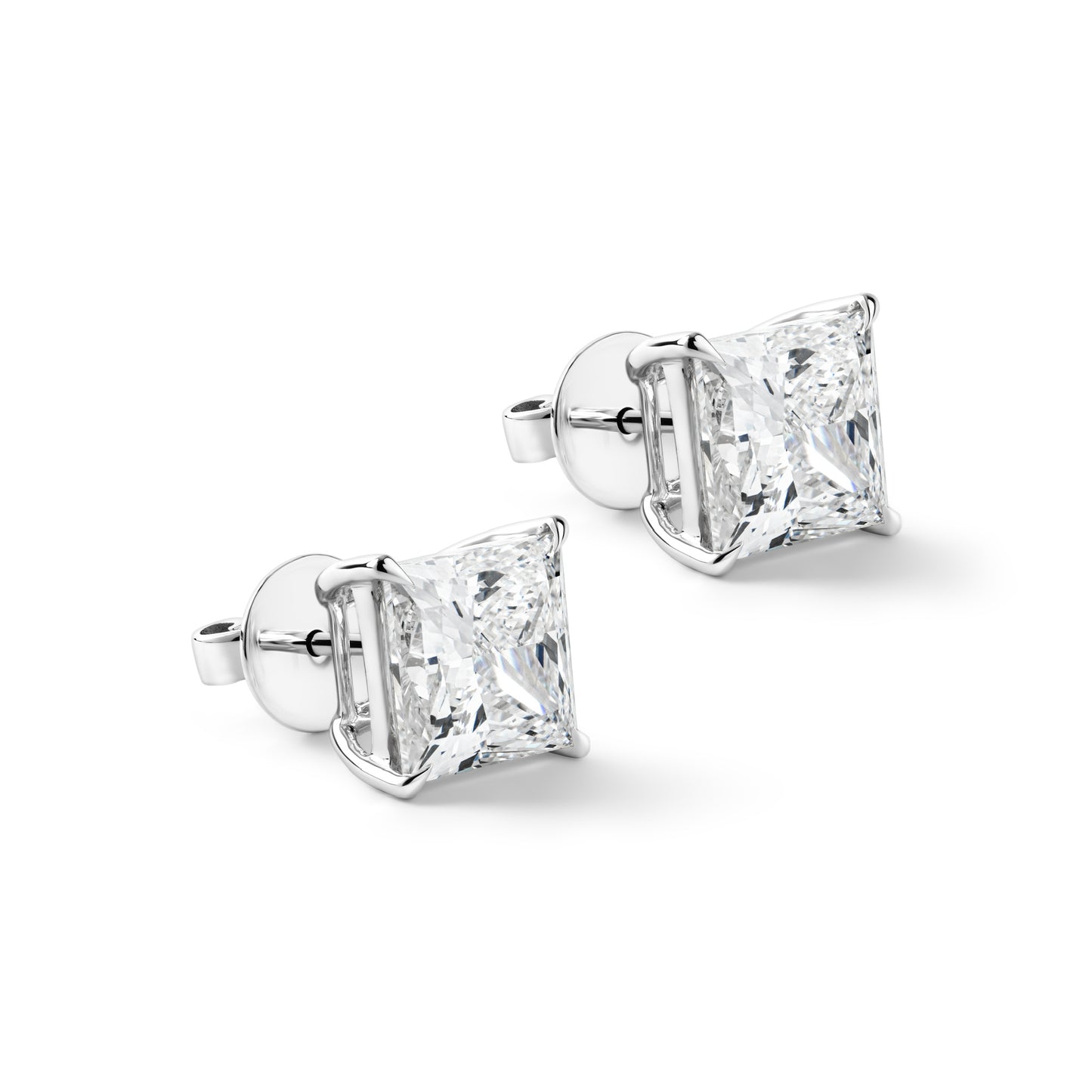 Princess Cut Stud Earrings
