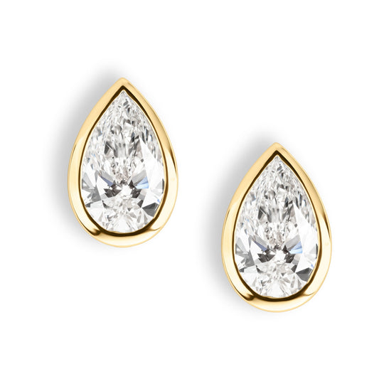 Bezel Set Pear Stud Earrings