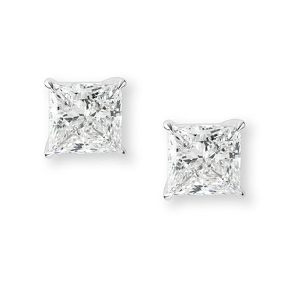Princess Cut Stud Earrings