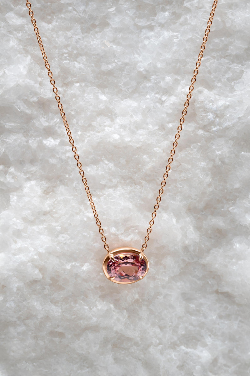 Oval Pink Sapphire Pendant