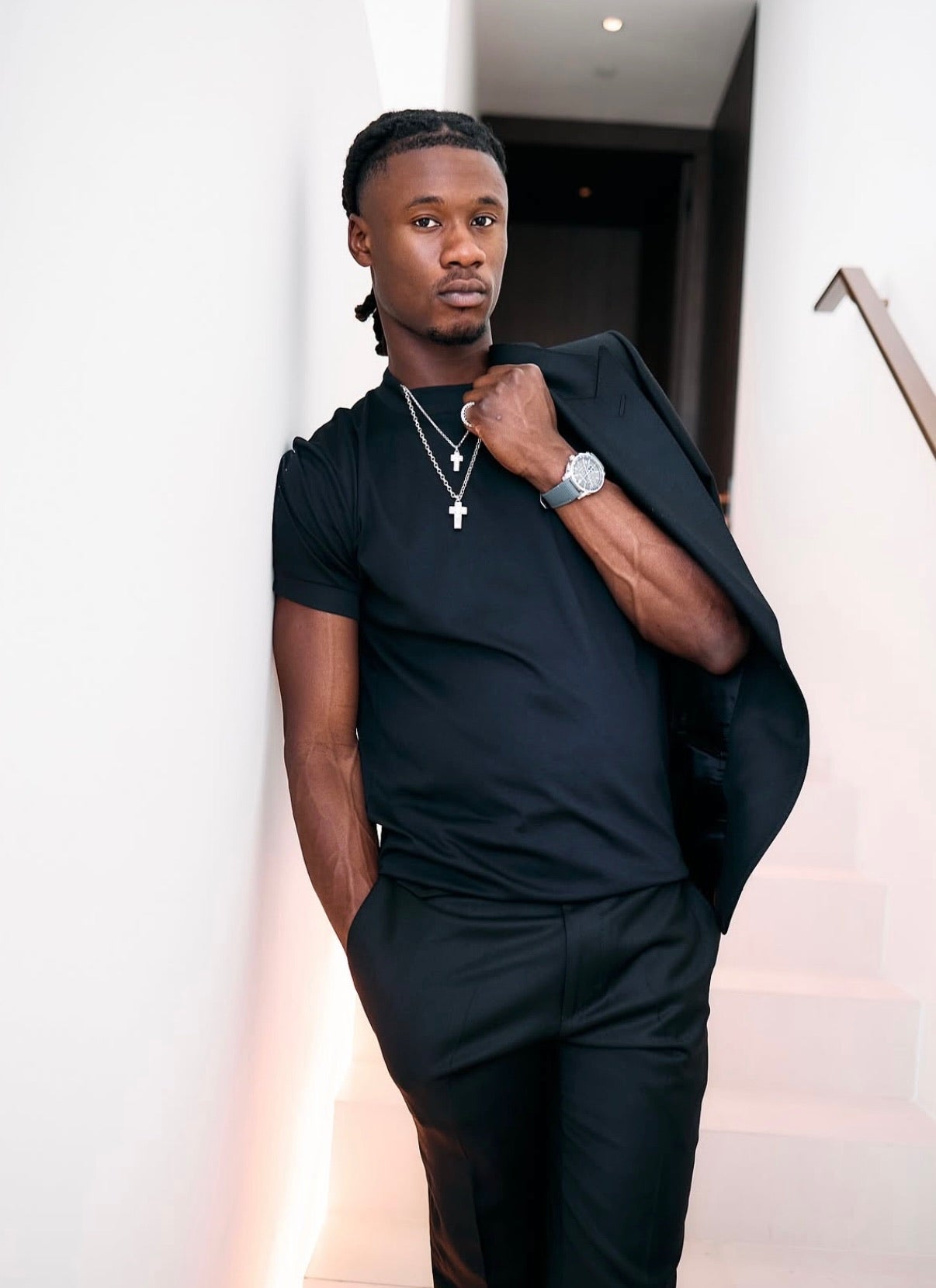 Camavinga wearing The Diamond Lab Crosses in SW Magazine