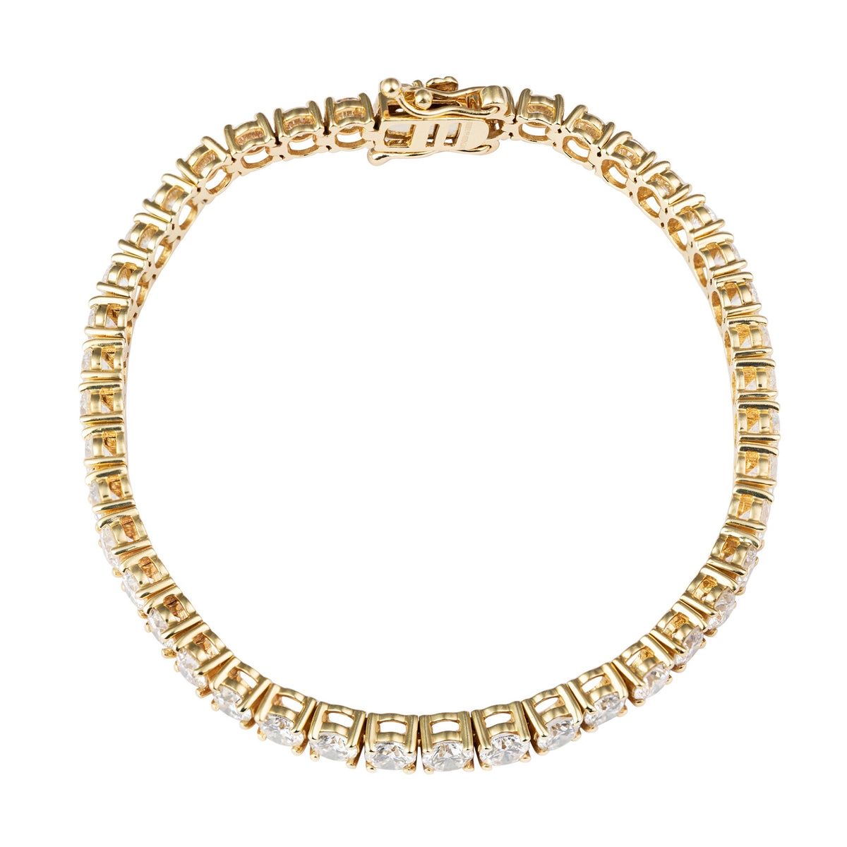 18k Yellow Gold Tennis Bracelet, with Round Brilliant Laboratory Grown Diamonds.