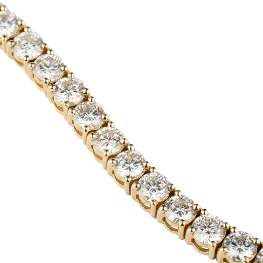 18k Yellow Gold Tennis Bracelet, with Round Brilliant Laboratory Grown Diamonds.