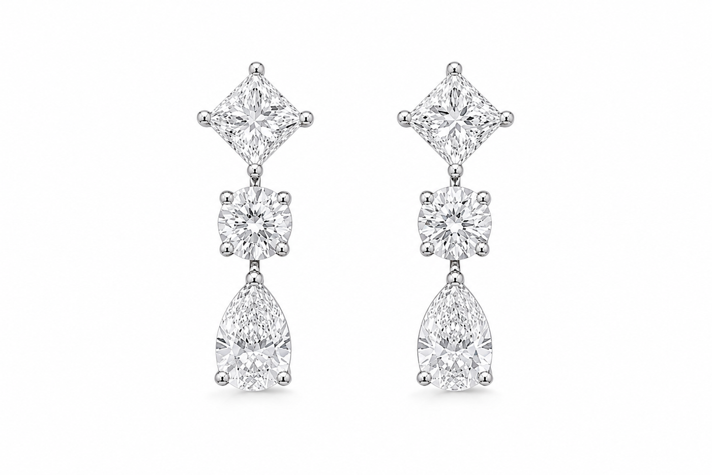 Three Stone Dew Drop Earrings