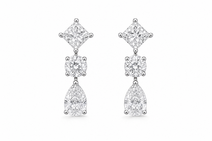 Three Stone Dew Drop Earrings