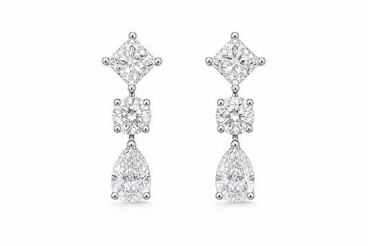 Three Stone Dew Drop Earrings
