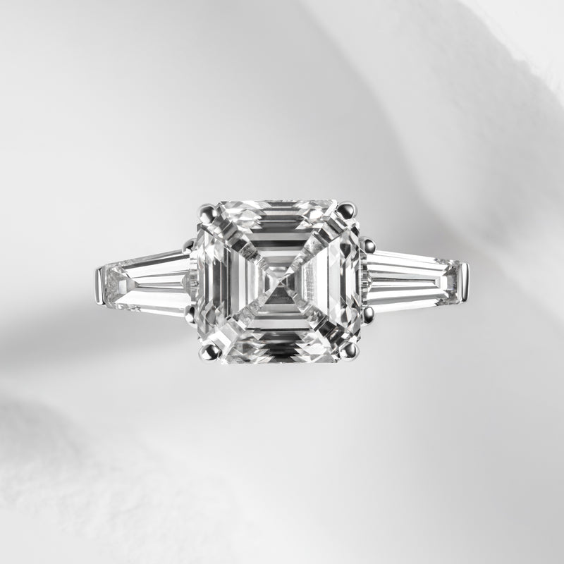 three stone asscher ring side 